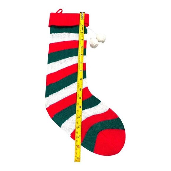 Christmas Dog & Knit Lot of 2 Stocking Set With Bone & Striped Designs Cat Puppy - Picture 5 of 7